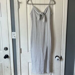 Misty Rose Knot Front Strappy Maxi Dress Stripes Medium